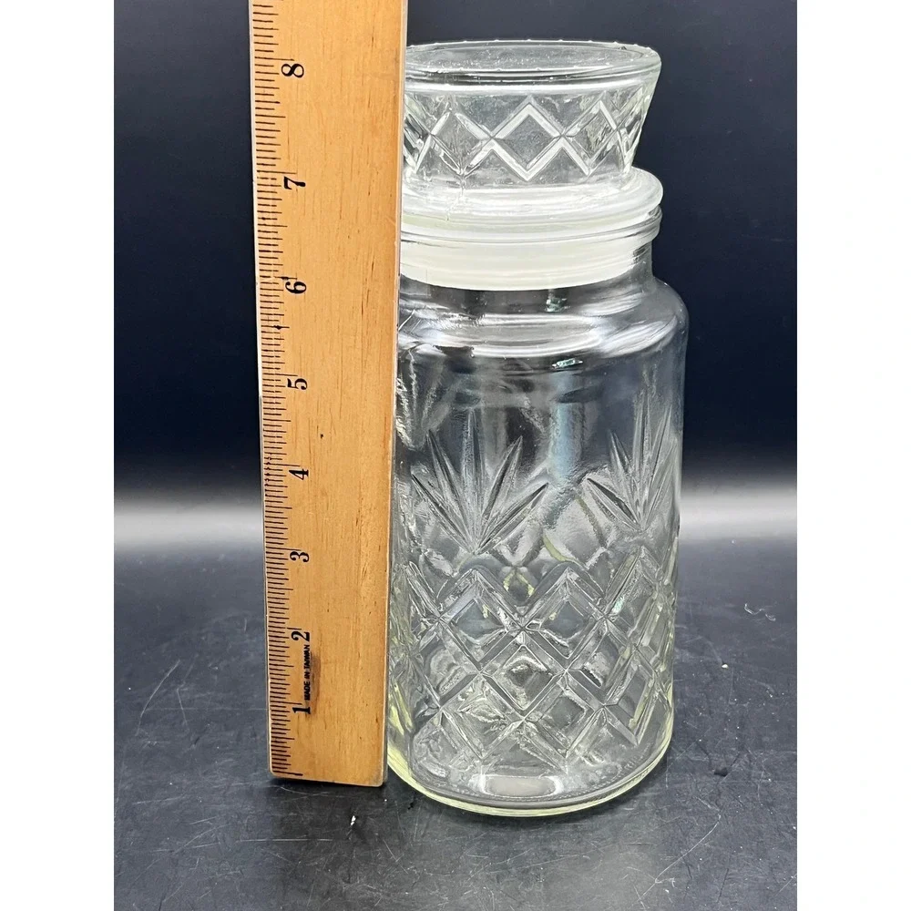 Vtg 1983 Mr. Peanut Glass Jar Canister with Lid Diamond Pattern Embossed 1983 8